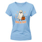 Cute trick or treat ghost graphic Halloween ladies t-shirt