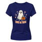 Cute trick or treat ghost graphic Halloween ladies t-shirt