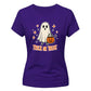 Cute trick or treat ghost graphic Halloween ladies t-shirt