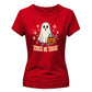 Cute trick or treat ghost graphic Halloween ladies t-shirt