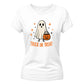 Cute trick or treat ghost graphic Halloween ladies t-shirt