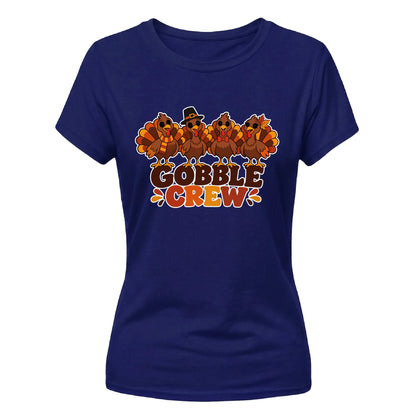 Cute turkey gobble crew graphic Thanksgiving Ladies T-Shirt