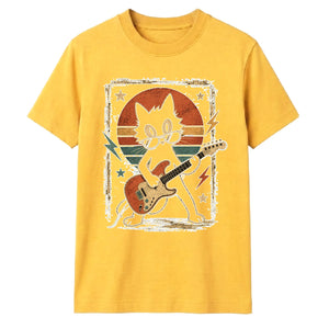 Retro Rock Cat Guitarist Unisex T-Shirt