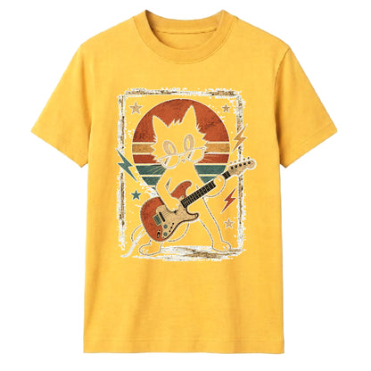 Retro Rock Cat Guitarist Unisex T-Shirt