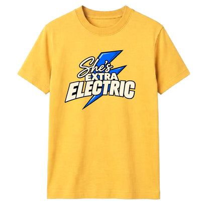 She's Electric T-Shirt | Retro Lightning Bolt Graphic Slogan Tee