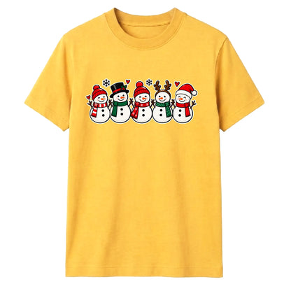 Charming line-up of five snowman Christmas Unisex T-Shirt