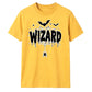Spooky wizard cobweb bats graphic Halloween Unisex t-shirt