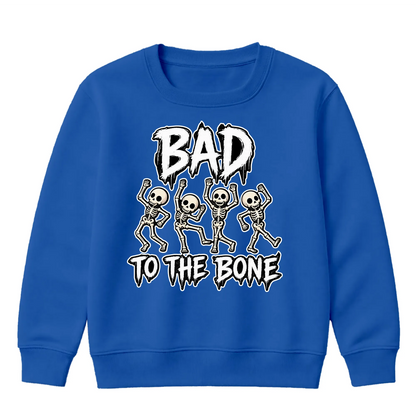 Dancing skeletons bad to the bone Halloween Kids Sweatshirt