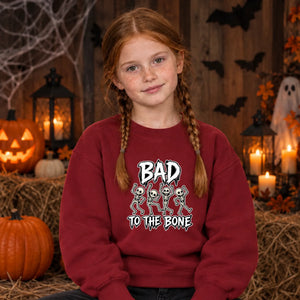 Dancing skeletons bad to the bone Halloween Kids Sweatshirt