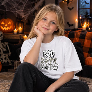 Dancing skeletons bad to the bone Halloween Kids T-Shirt