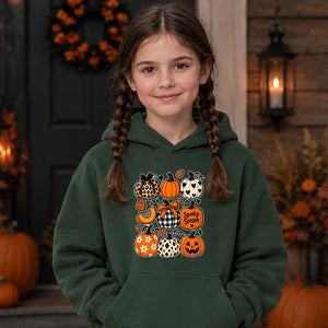 Decorated assorted pumpkin pattern Halloween Kids Hoodie