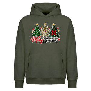 Decorated festive trees script Christmas Oversized Hoodie