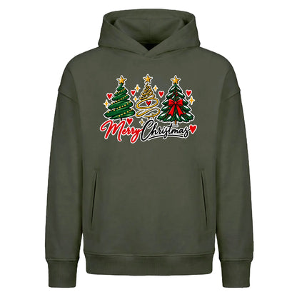 Decorated festive trees script Christmas Oversized Hoodie