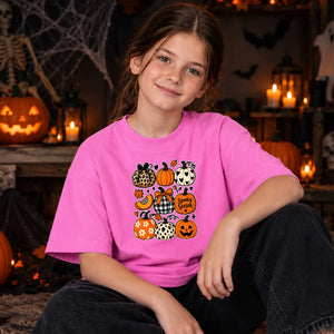 Decorated pattern pumpkins print Halloween Kids T-Shirt