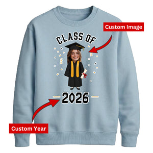 Custom Photo Unisex Sweatshirt Class of 2026 Graduation Gift for Him or Her