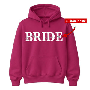 Personalised Script Name Overlay Top Bride Unisex Hoodie