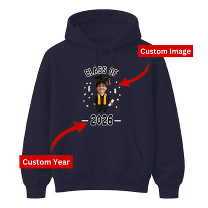 Custom Photo Unisex Hoodie Class of 2026 Graduation Gift for Him or Her