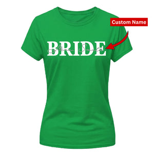 Personalised Overlay Surname Typography Bride Ladies T-Shirt