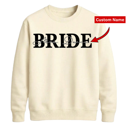 Personalised Overlay Surname Typography Bride Unisex Sweatshirt