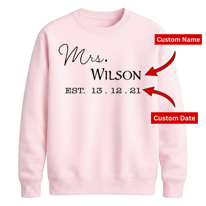 Custom Established Date Surname Graphic Bride Unisex Sweatshirt
