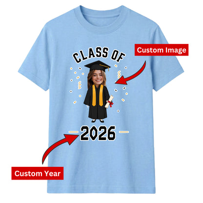 Custom Photo Unisex T-Shirt Class of 2026 Graduation Gift for Him