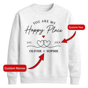 Elegant Happy Place Personalised For him For her gift sweatshirt