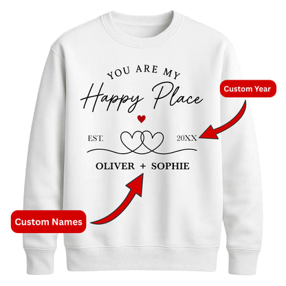Elegant Happy Place Personalised For him For her gift sweatshirt