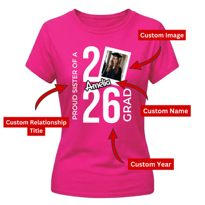 Personalised 2026 Graduation Ladies T-Shirt Custom Photo
