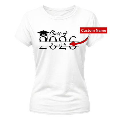 Graduation Ladies T-Shirt Personalised Name Class of 2026