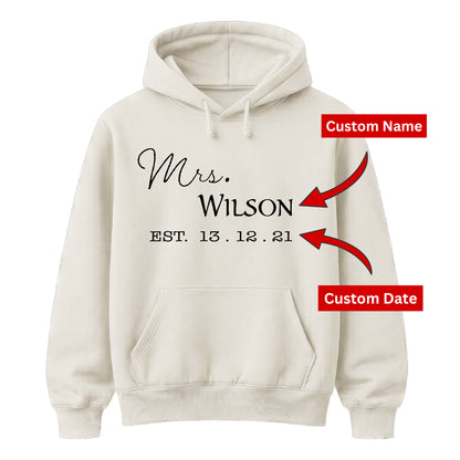 Custom Date Surname Graphic Pullover Bride Unisex Hoodie