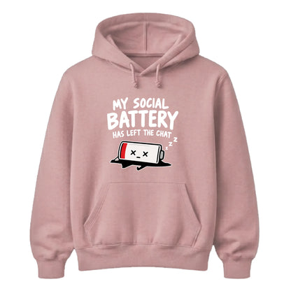 Drained social battery introvert Funny Memes Unisex Hoodie