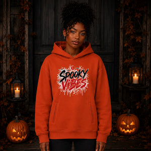 Dripping red text spooky vibes Halloween Oversized Hoodie