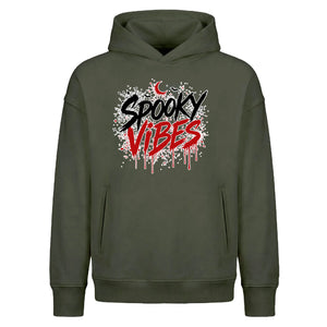 Dripping red text spooky vibes Halloween Oversized Hoodie