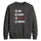 Eat Sleep Football Repeat Icon FIFA Printed Unisex Sweatshirt