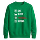 Eat Sleep Football Repeat Icon FIFA Printed Unisex Sweatshirt
