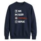 Eat Sleep Football Repeat Icon FIFA Printed Unisex Sweatshirt