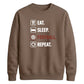 Eat Sleep Football Repeat Icon FIFA Printed Unisex Sweatshirt