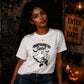 Edgy ghost fishnet boots graphic Halloween ladies t-shirt