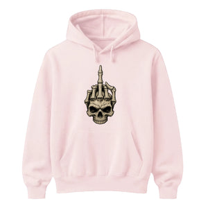 Edgy skull middle finger graphic print Halloween hoodie
