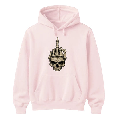 Edgy skull middle finger graphic print Halloween hoodie