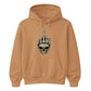 Edgy skull middle finger graphic print Halloween hoodie