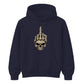 Edgy skull middle finger graphic print Halloween hoodie