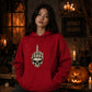 Edgy skull middle finger graphic print Halloween hoodie