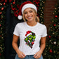 Edgy cheeky grinch zipper graphic Christmas Ladies T-Shirt