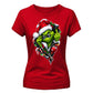 Edgy cheeky grinch zipper graphic Christmas Ladies T-Shirt