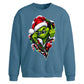 Edgy zipped grinch graphic Christmas Oversized Sweatshirt