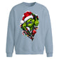 Edgy zipped grinch graphic Christmas Oversized Sweatshirt