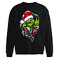 Edgy zipped grinch graphic Christmas Oversized Sweatshirt