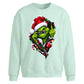 Edgy zipped grinch graphic Christmas Oversized Sweatshirt