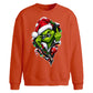 Edgy zipped grinch graphic Christmas Oversized Sweatshirt